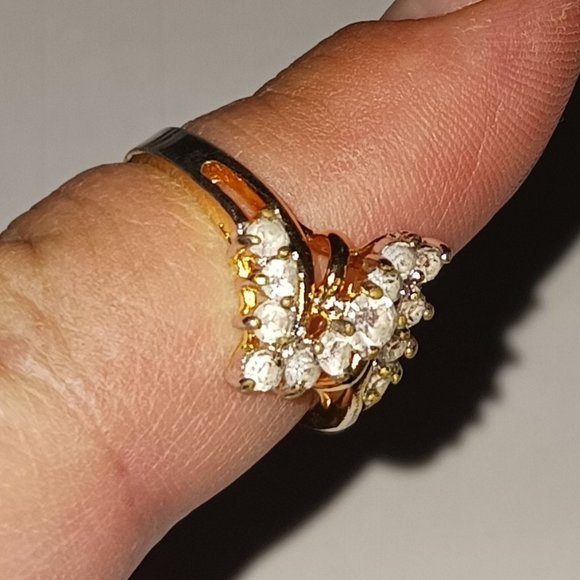 Vintage Gold Plated and CZ Cocktail Ring Size 7 - Picture 3 of 16